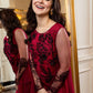femalechoice Design#89 Red Organza Linen inner  Embroidered 3 pc