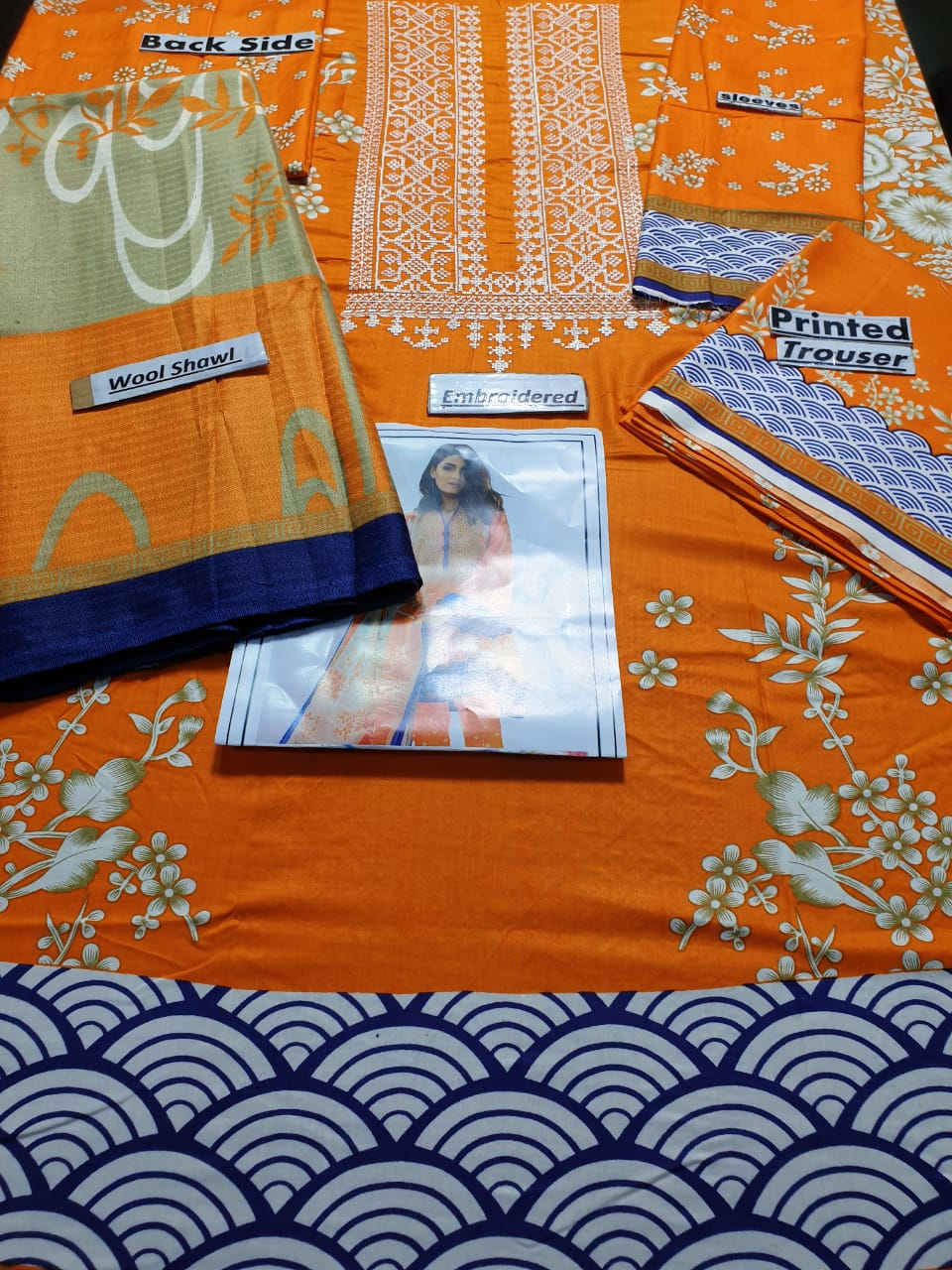 Khaadi Orange Embroidered Three Piece Winter Collection