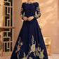 Femalechoice D-120 Blue Color Embroidered Katan Silk two piece Wedding Collection